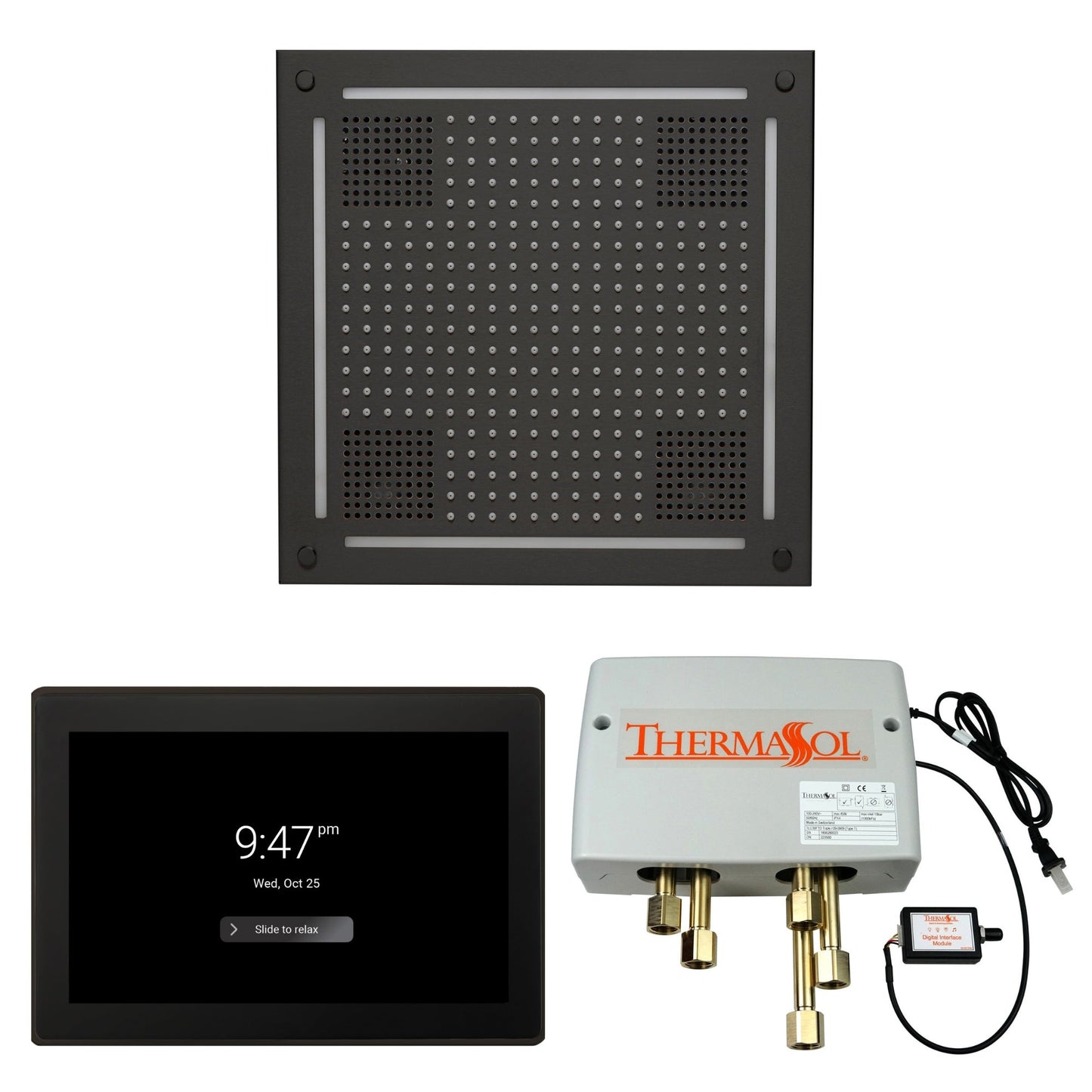 Thermasol ThermaTouch2 15 Control Matte Black HydroVive 18 Wellness Shower Package With Digital Shower Valve