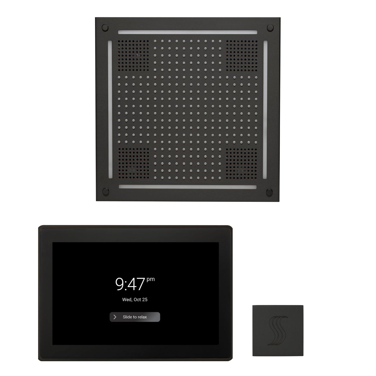 Thermasol ThermaTouch2 15 Control Matte Black HydroVive 18 Wellness Steam Package With Square Steam Head Kit