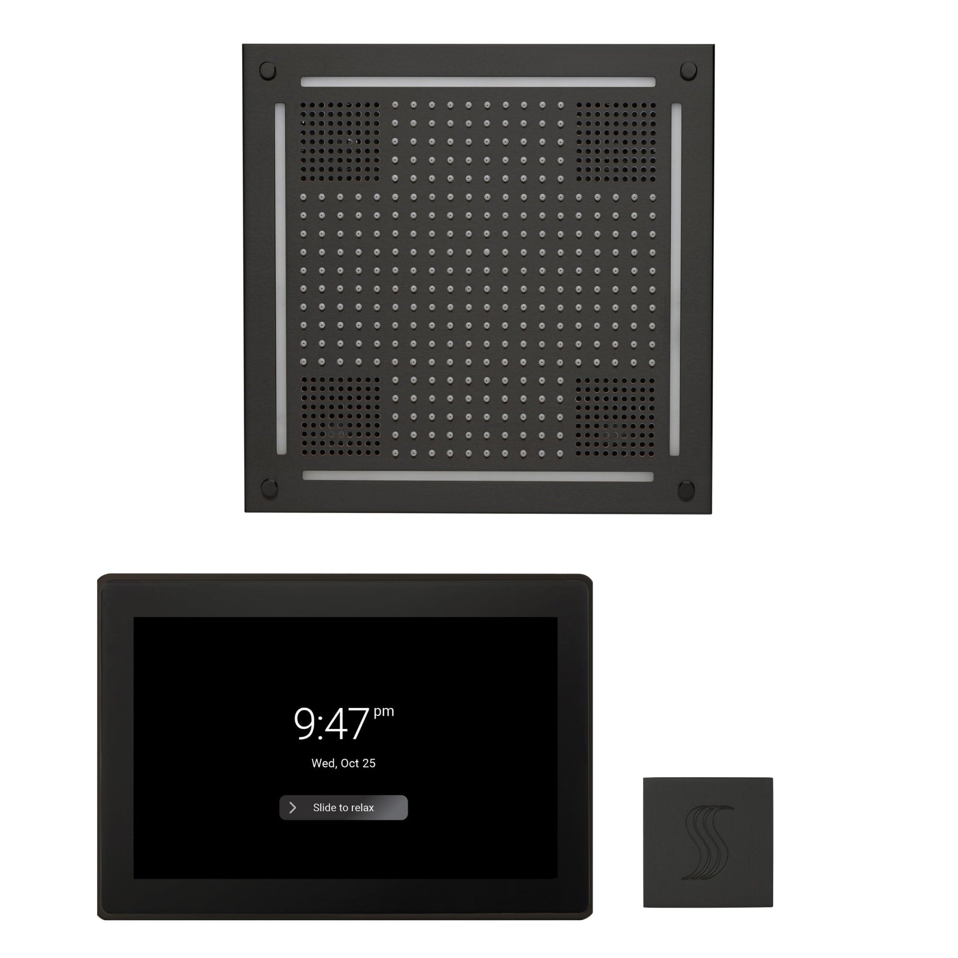 Thermasol ThermaTouch2 15 Control Matte Black HydroVive 18 Wellness Steam Package With Square Steam Head Kit