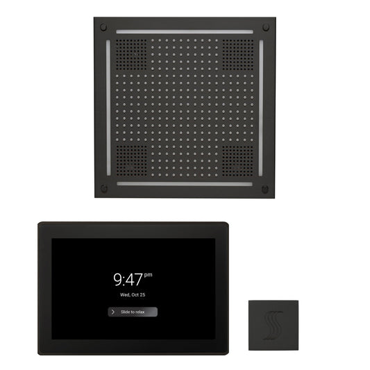 Thermasol ThermaTouch2 15 Control Matte Black HydroVive 18 Wellness Steam Package With Square Steam Head Kit