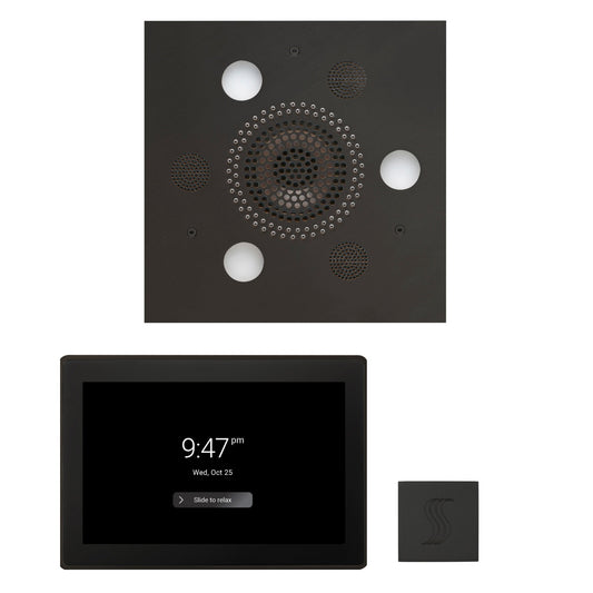 Thermasol ThermaTouch2 15 Control Matte Black Square Serenity Advanced Rainhead Wellness Steam Package With Square Steam Head Kit