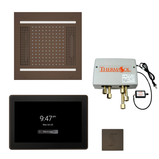 Thermasol ThermaTouch2 15 Control Oil Rubbed Bronze HydroVive 14 Total Wellness Package With Square Steam Head Kit