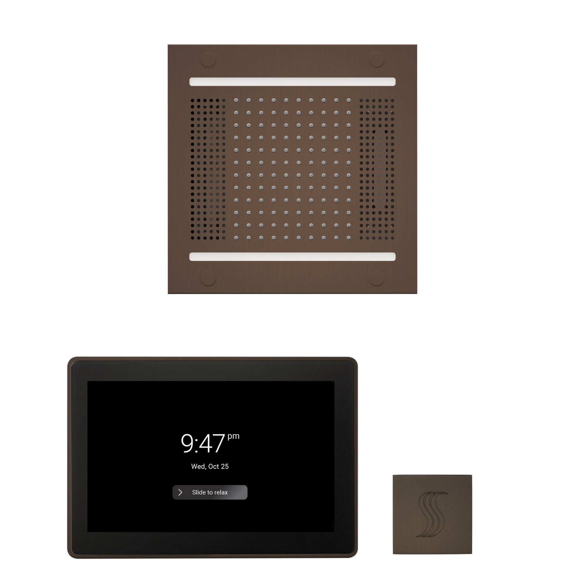 Thermasol ThermaTouch2 15 Control Oil Rubbed Bronze HydroVive 14 Wellness Steam Package With Square Steam Head Kit