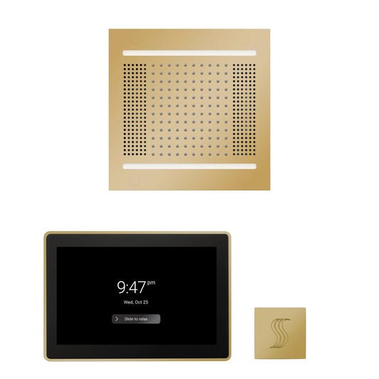 Thermasol ThermaTouch2 15 Control Polished Brass HydroVive 14 Wellness Steam Package With Square Steam Head Kit