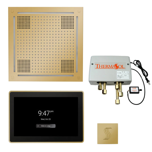 Thermasol ThermaTouch2 15 Control Polished Brass HydroVive 18 Total Wellness Package With Square Steam Head Kit