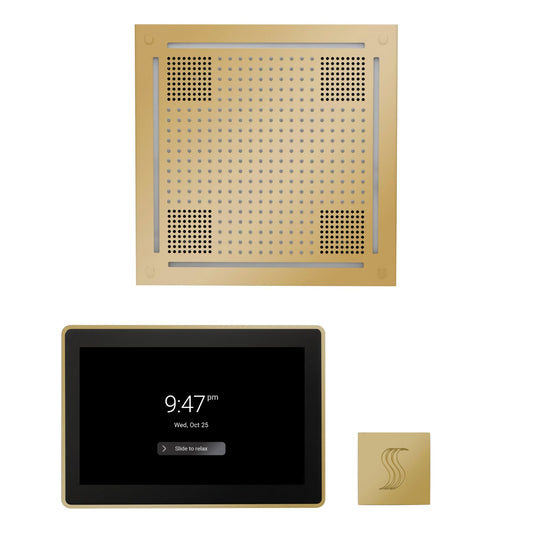 Thermasol ThermaTouch2 15 Control Polished Brass HydroVive 18 Wellness Steam Package With Square Steam Head Kit