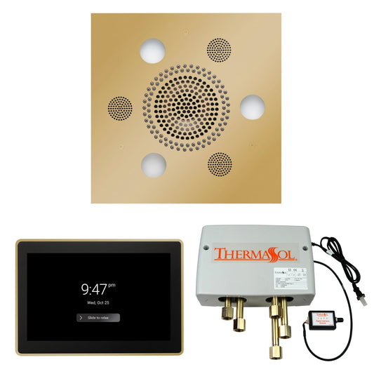 Thermasol ThermaTouch2 15 Control Polished Brass Square Serenity Advanced Rainhead Wellness Shower Package With Digital Shower Valve