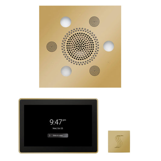 Thermasol ThermaTouch2 15 Control Polished Brass Square Serenity Advanced Rainhead Wellness Steam Package With Square Steam Head Kit
