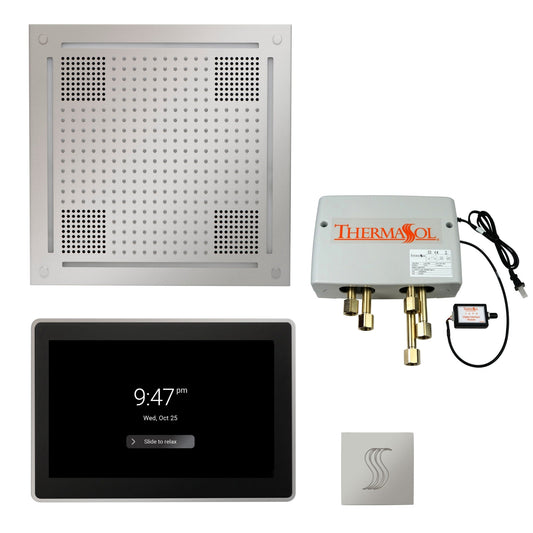 Thermasol ThermaTouch2 15 Control Polished Chrome HydroVive 18 Total Wellness Package With Square Steam Head Kit