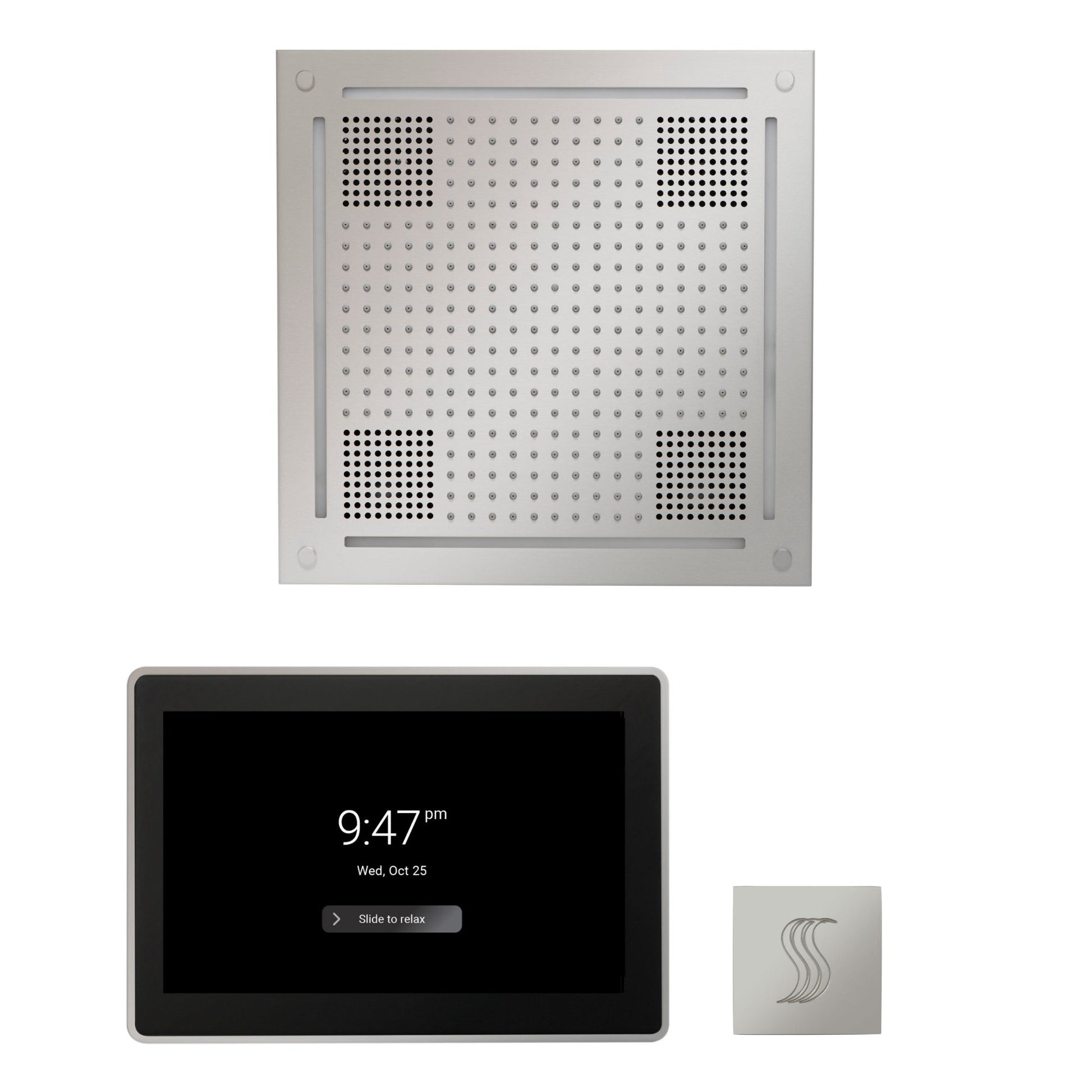 Thermasol ThermaTouch2 15 Control Polished Chrome HydroVive 18 Wellness Steam Package With Square Steam Head Kit