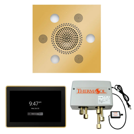 Thermasol ThermaTouch2 15 Control Polished Gold Square Serenity Advanced Rainhead Wellness Shower Package With Digital Shower Valve