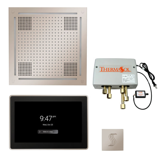 Thermasol ThermaTouch2 15 Control Polished Nickel HydroVive 18 Total Wellness Package With Square Steam Head Kit