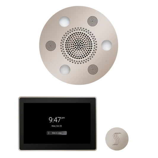 Thermasol ThermaTouch2 15 Control Polished Nickel Round Serenity Advanced Rainhead Wellness Steam Package With Round Steam Head Kit