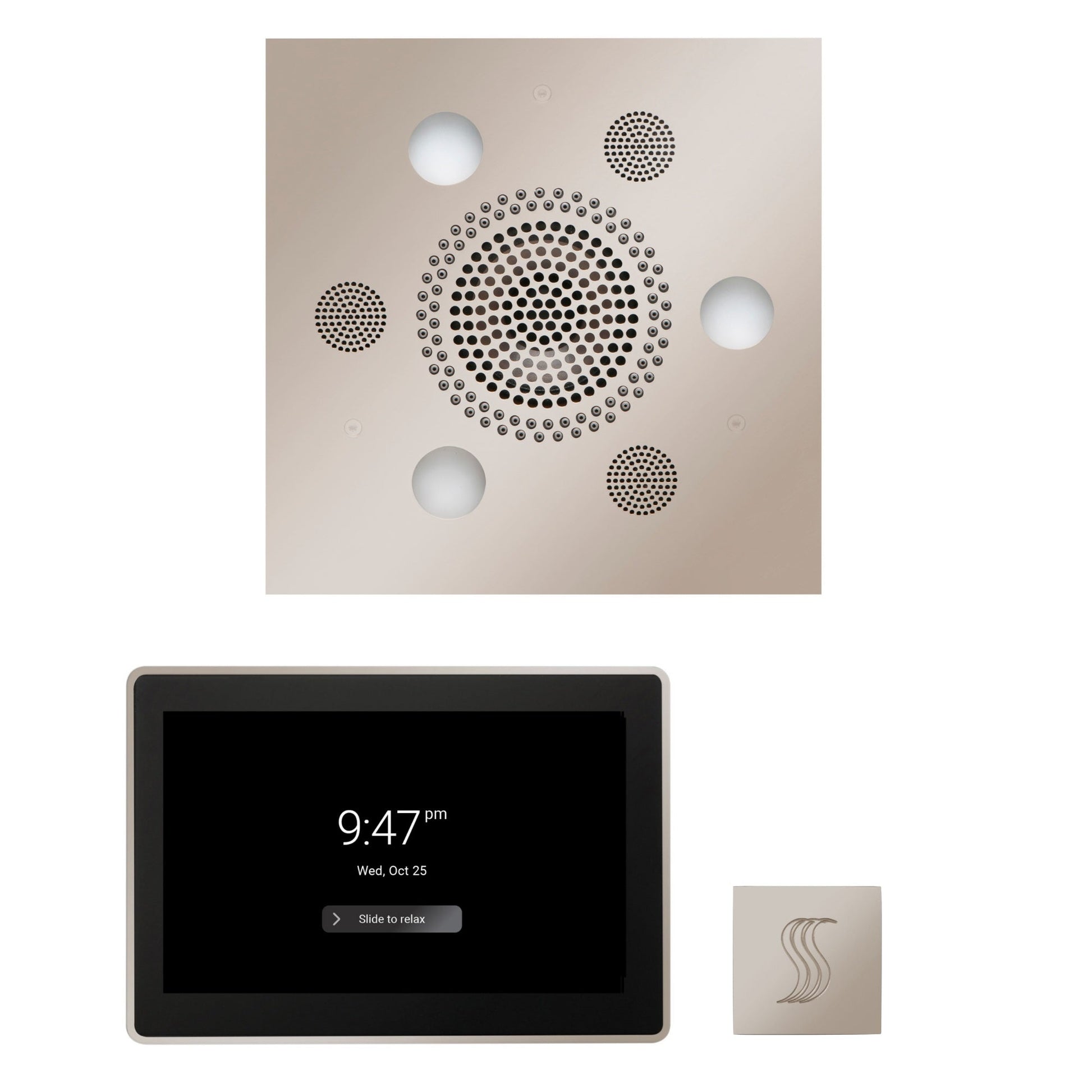 Thermasol ThermaTouch2 15 Control Polished Nickel Square Serenity Advanced Rainhead Wellness Steam Package With Square Steam Head Kit