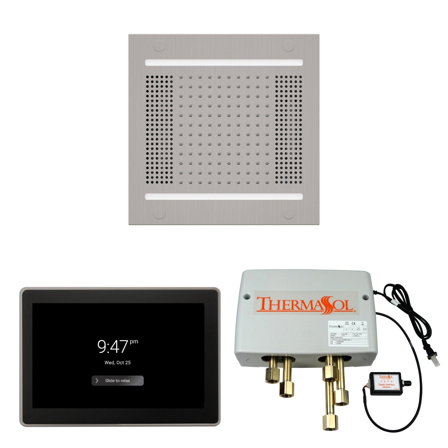 Thermasol ThermaTouch2 15 Control Satin Chrome HydroVive 14 Wellness Shower Package With Digital Shower Valve