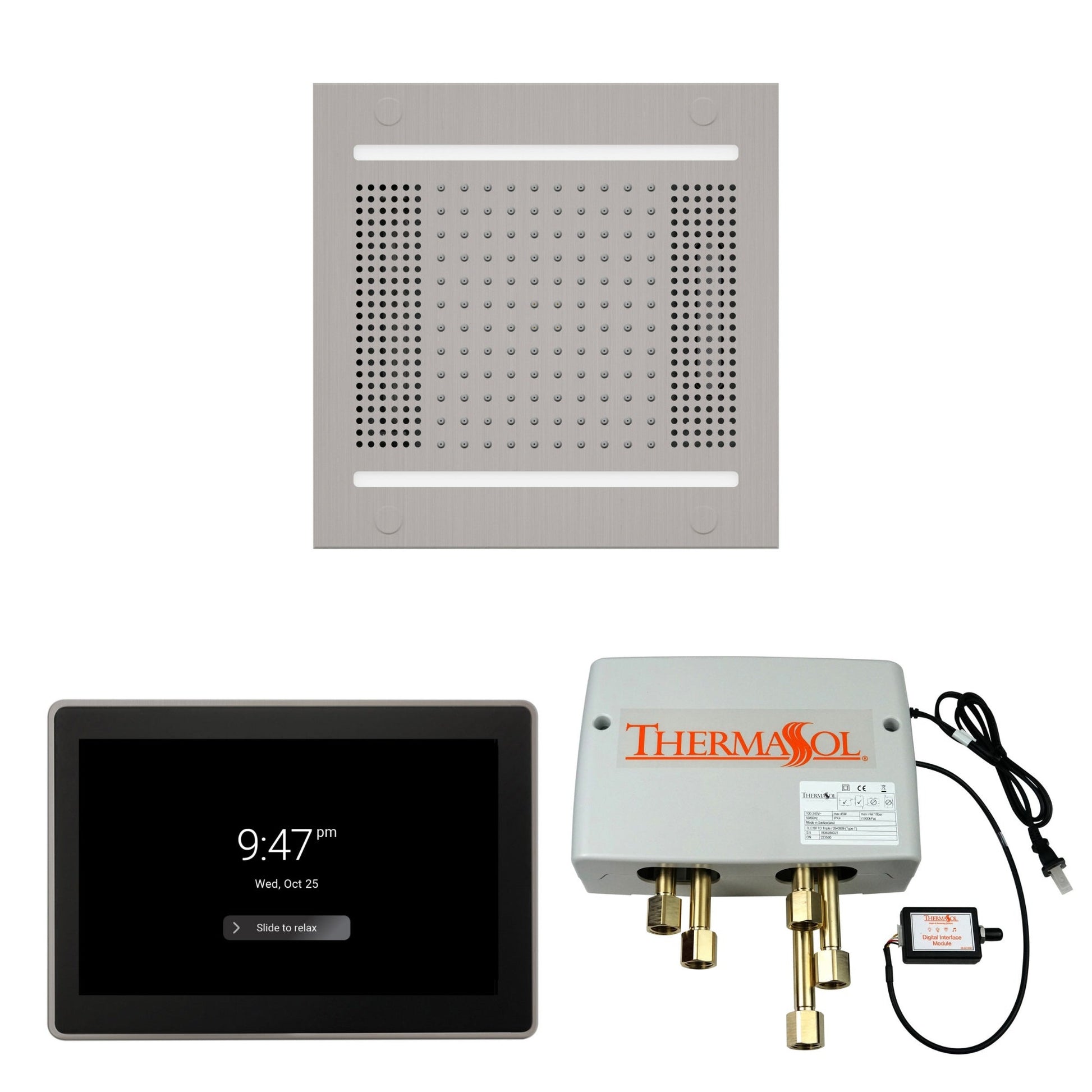 Thermasol ThermaTouch2 15 Control Satin Chrome HydroVive 14 Wellness Shower Package With Digital Shower Valve