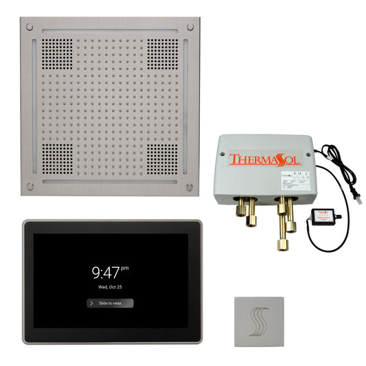 Thermasol ThermaTouch2 15 Control Satin Chrome HydroVive 18 Total Wellness Package With Square Steam Head Kit