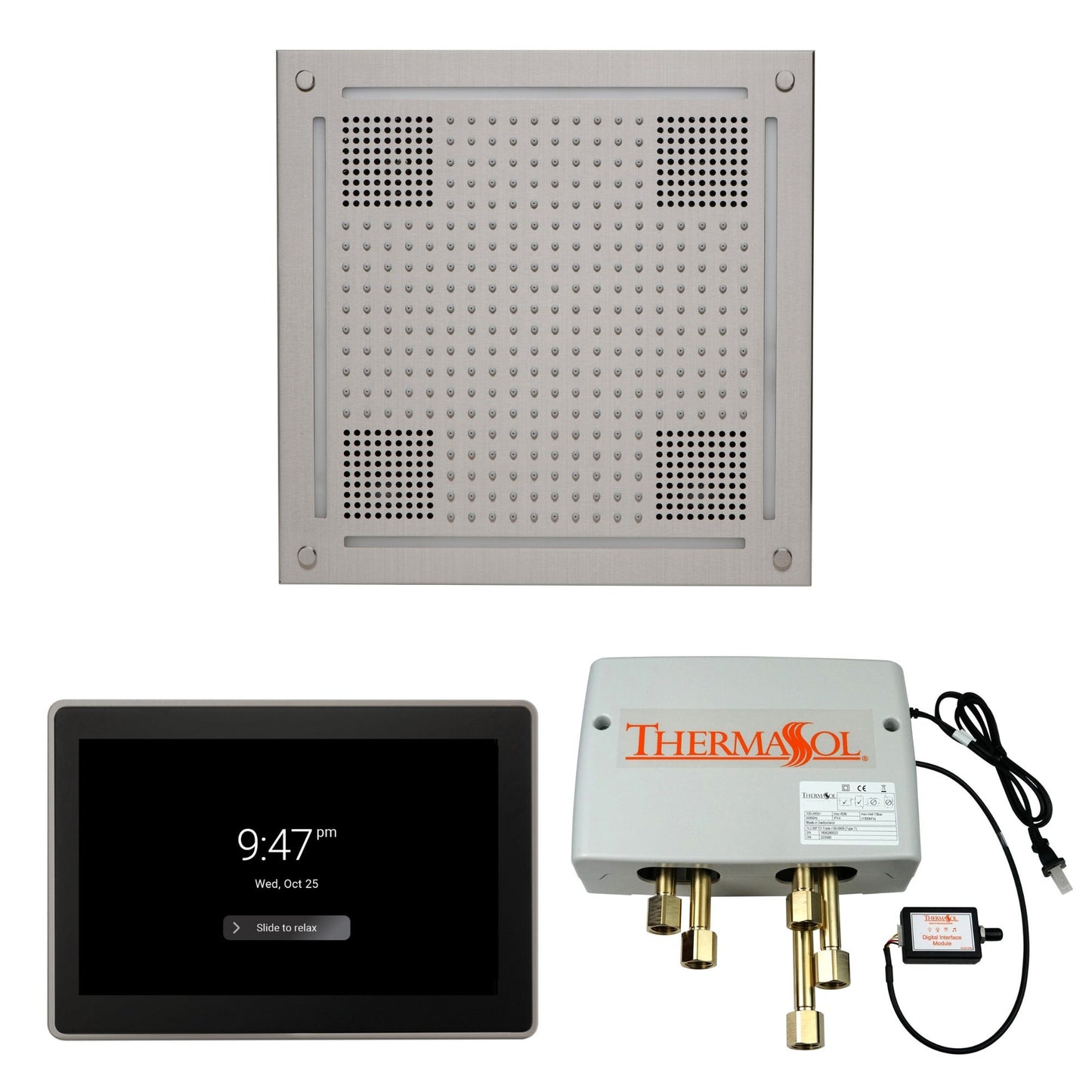 Thermasol ThermaTouch2 15 Control Satin Chrome HydroVive 18 Wellness Shower Package With Digital Shower Valve