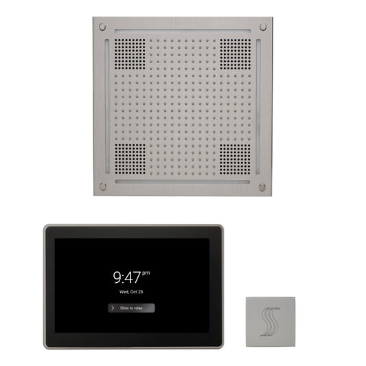 Thermasol ThermaTouch2 15 Control Satin Chrome HydroVive 18 Wellness Steam Package With Square Steam Head Kit