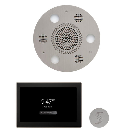 Thermasol ThermaTouch2 15 Control Satin Chrome Round Serenity Advanced Rainhead Wellness Steam Package With Round Steam Head Kit