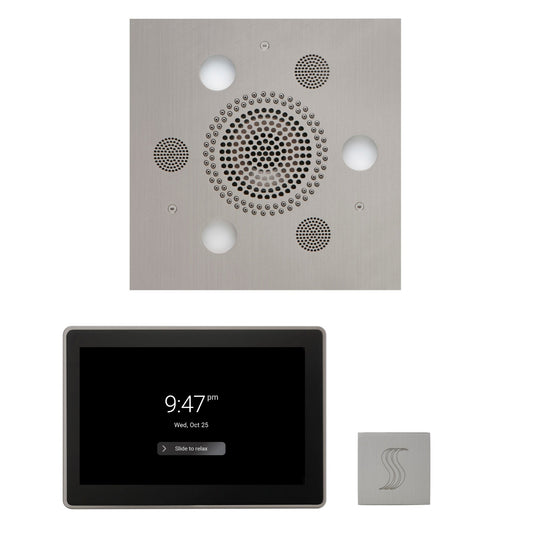 Thermasol ThermaTouch2 15 Control Satin Chrome Square Serenity Advanced Rainhead Wellness Steam Package With Square Steam Head Kit