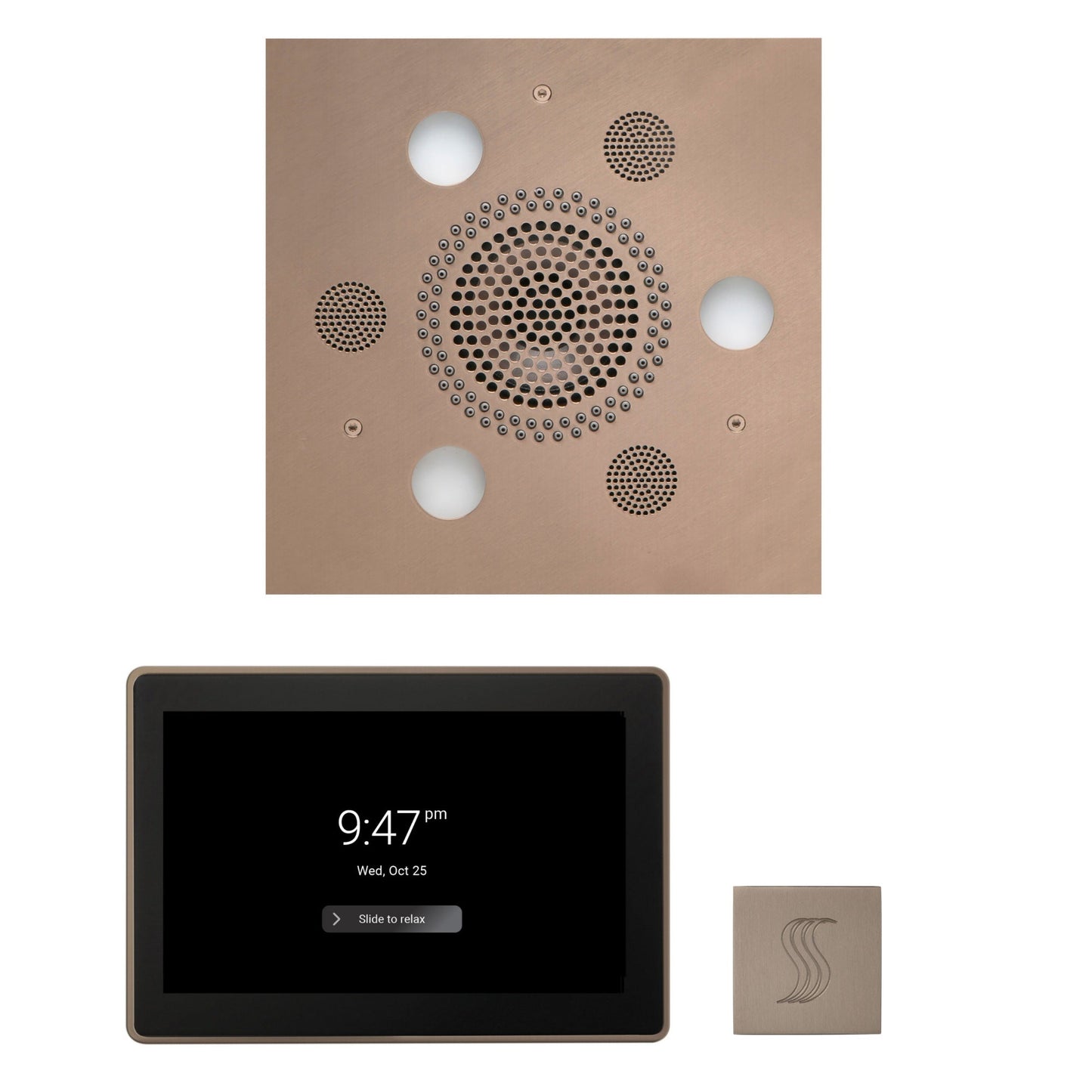 Thermasol ThermaTouch2 15 Control Satin Nickel Square Serenity Advanced Rainhead Wellness Steam Package With Square Steam Head Kit