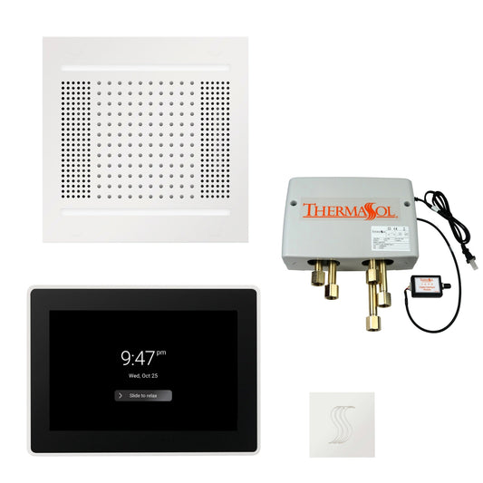 Thermasol ThermaTouch2 15 Control White HydroVive 14 Total Wellness Package With Square Steam Head Kit