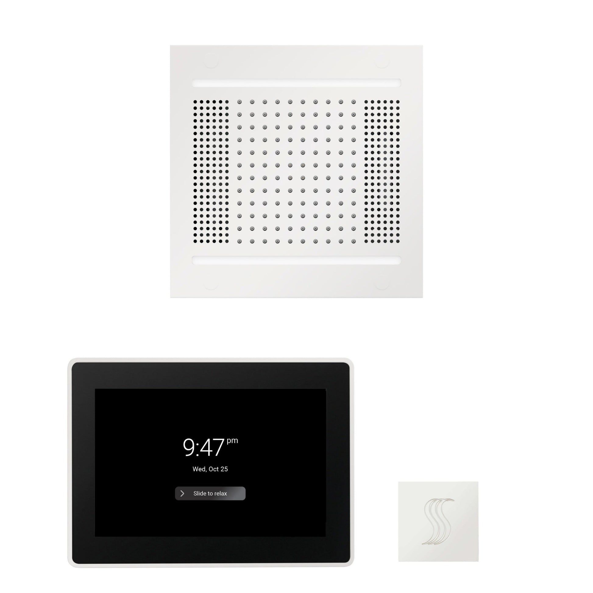 Thermasol ThermaTouch2 15 Control White HydroVive 14 Wellness Steam Package With Square Steam Head Kit