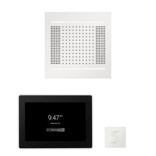 Thermasol ThermaTouch2 15 Control White HydroVive 14 Wellness Steam Package With Square Steam Head Kit