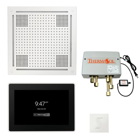 Thermasol ThermaTouch2 15 Control White HydroVive 18 Total Wellness Package With Square Steam Head Kit