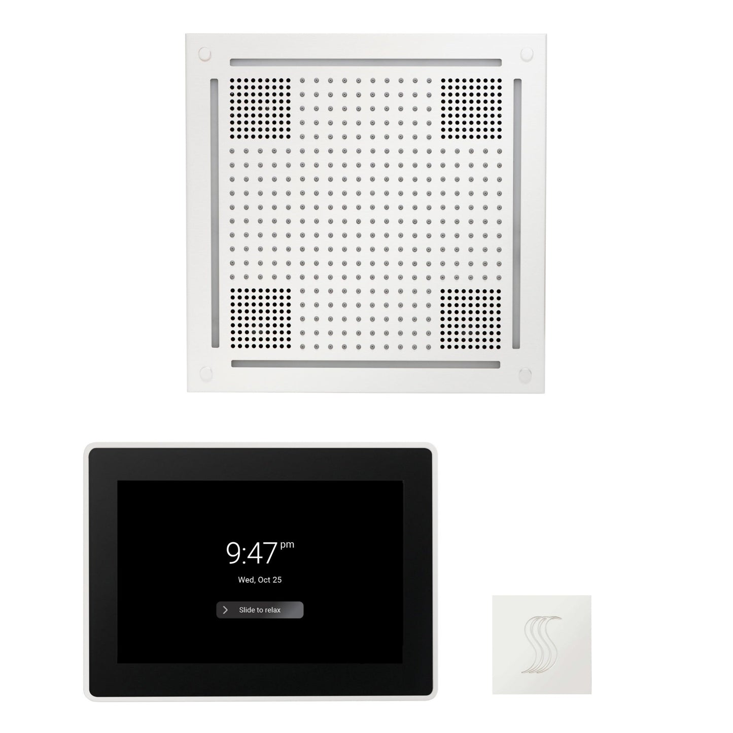 Thermasol ThermaTouch2 15 Control White HydroVive 18 Wellness Steam Package With Square Steam Head Kit