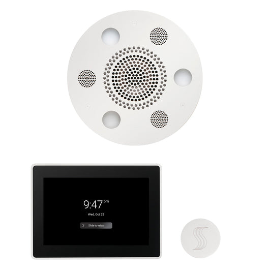 Thermasol ThermaTouch2 15 Control White Round Serenity Advanced Rainhead Wellness Steam Package With Round Steam Head Kit
