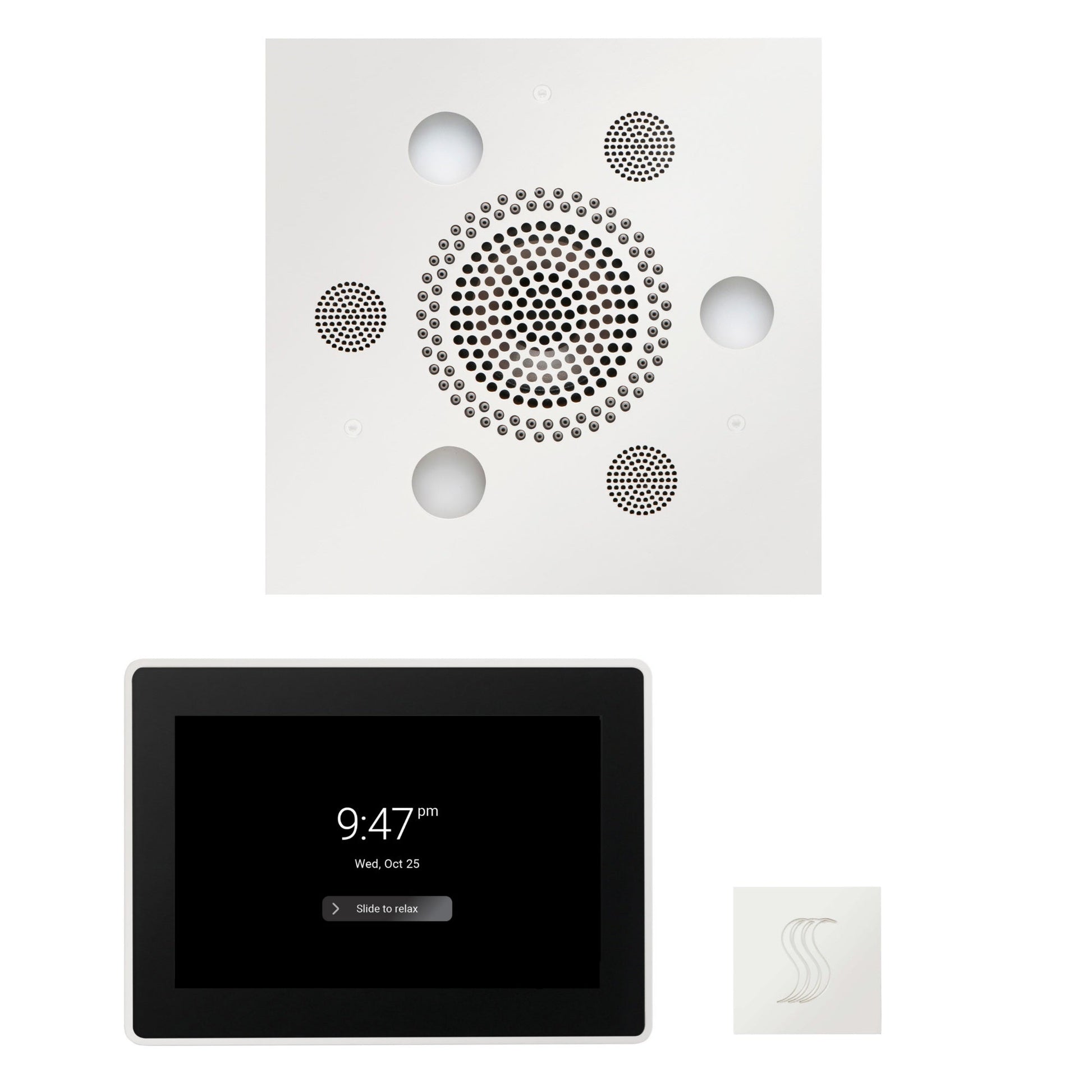 Thermasol ThermaTouch2 15 Control White Square Serenity Advanced Rainhead Wellness Steam Package With Square Steam Head Kit