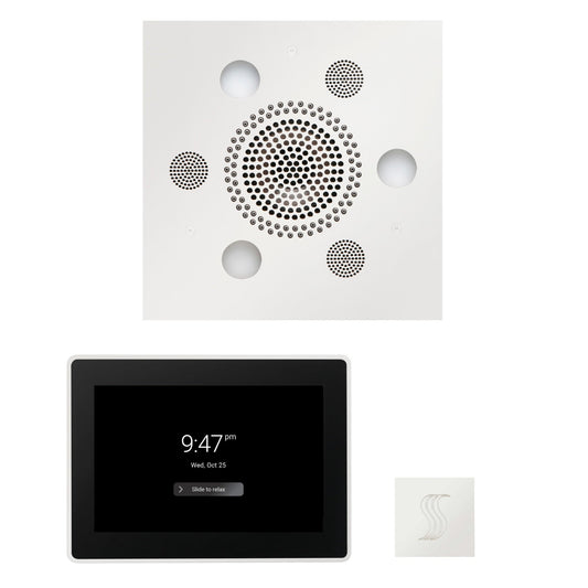 Thermasol ThermaTouch2 15 Control White Square Serenity Advanced Rainhead Wellness Steam Package With Square Steam Head Kit