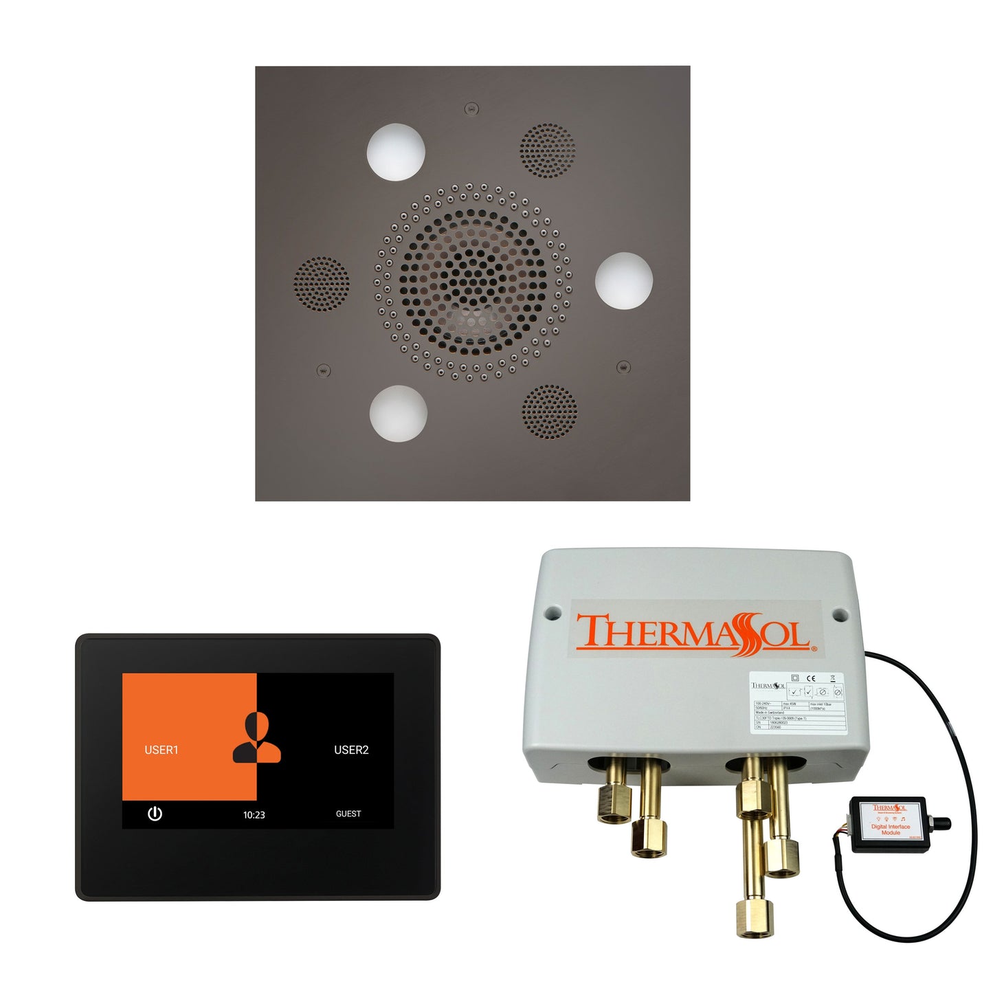 Thermasol ThermaTouch2 7 Control Black Nickel Square Serenity Advanced Rainhead Wellness Shower Package With Black Trim & Digital Shower Valve