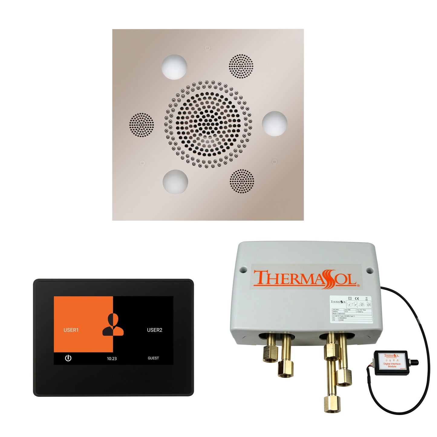 Thermasol ThermaTouch2 7 Control Polished Nickel Square Serenity Advanced Rainhead Wellness Shower Package With Black Trim & Digital Shower Valve