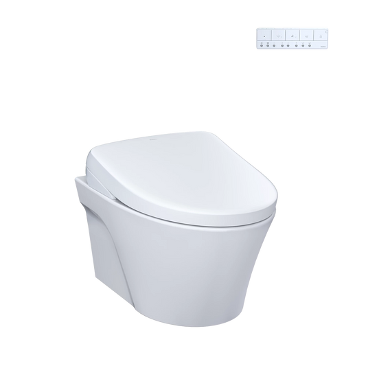 TOTO AP Matte Silver Washlet With S7A Auto-Flush Wall-hung Toilet