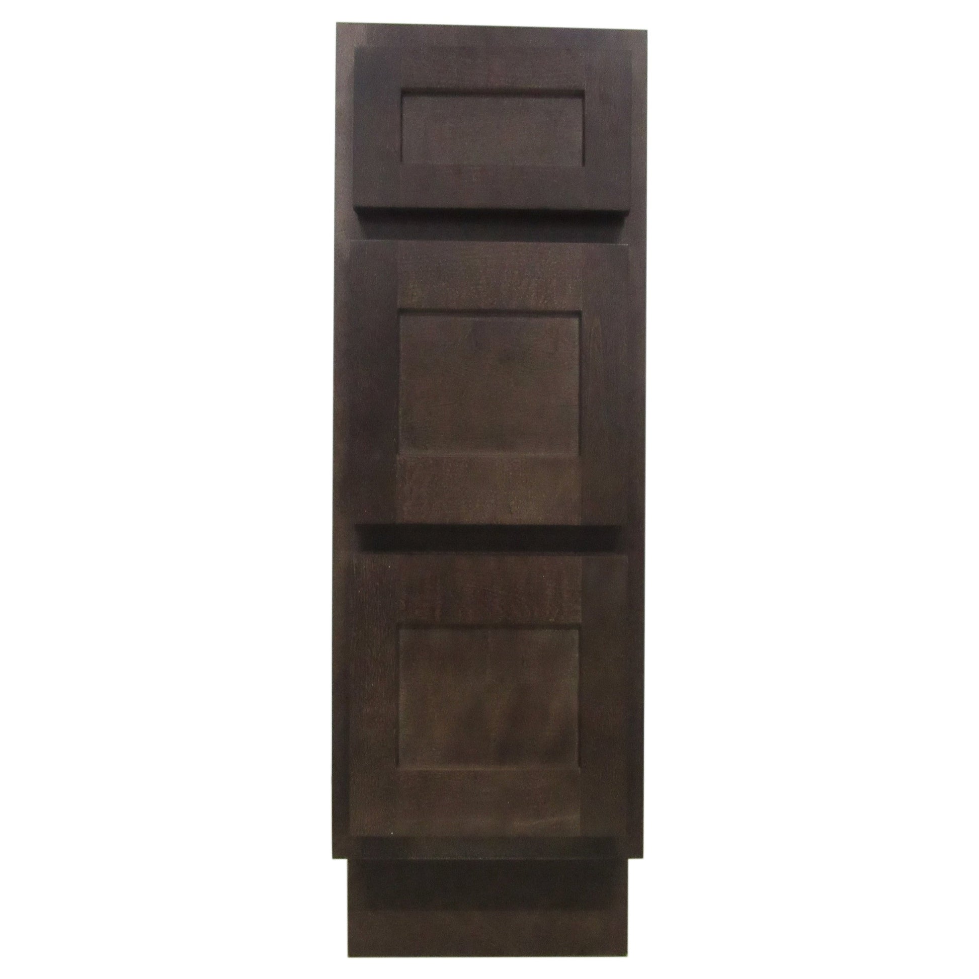 Vanity Art 12" Brown Single Freestanding Solid Wood Vanity Cabinet With 3 Soft Closing Drawers