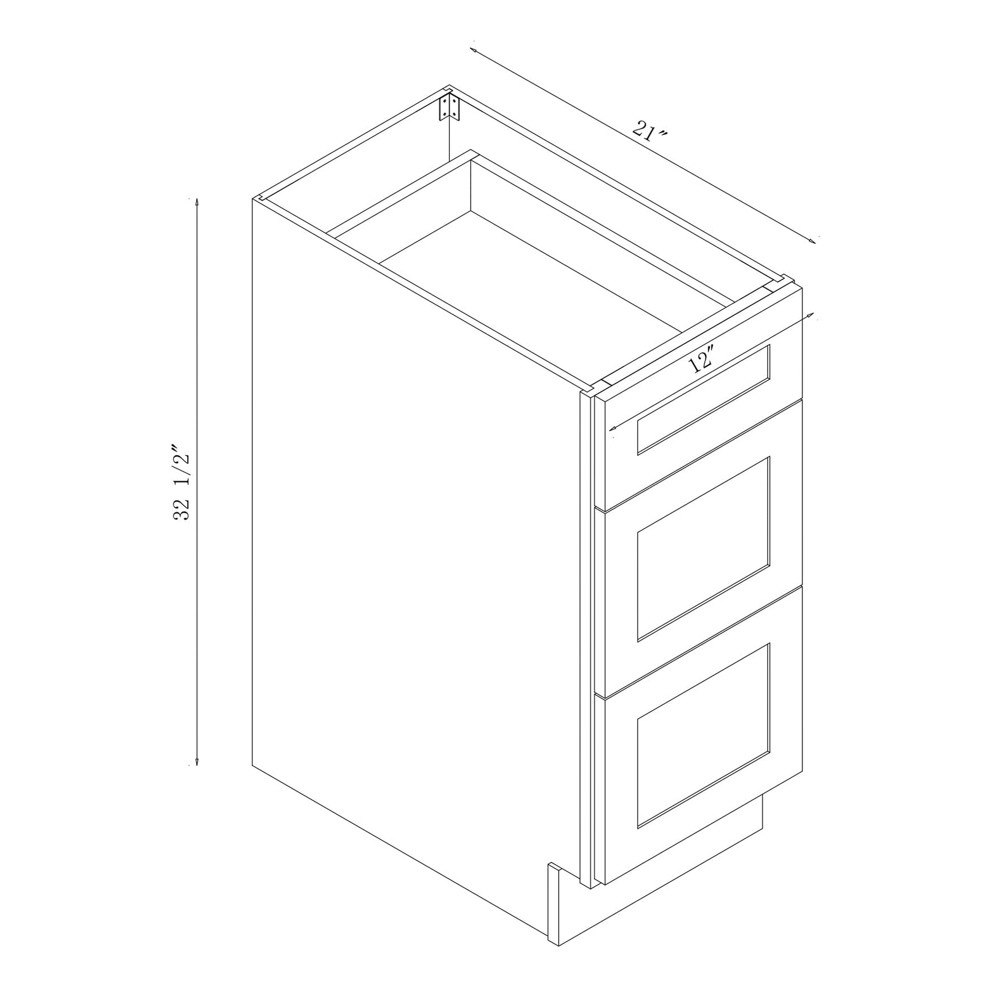 Vanity Art 12" Brown Single Freestanding Solid Wood Vanity Cabinet With 3 Soft Closing Drawers