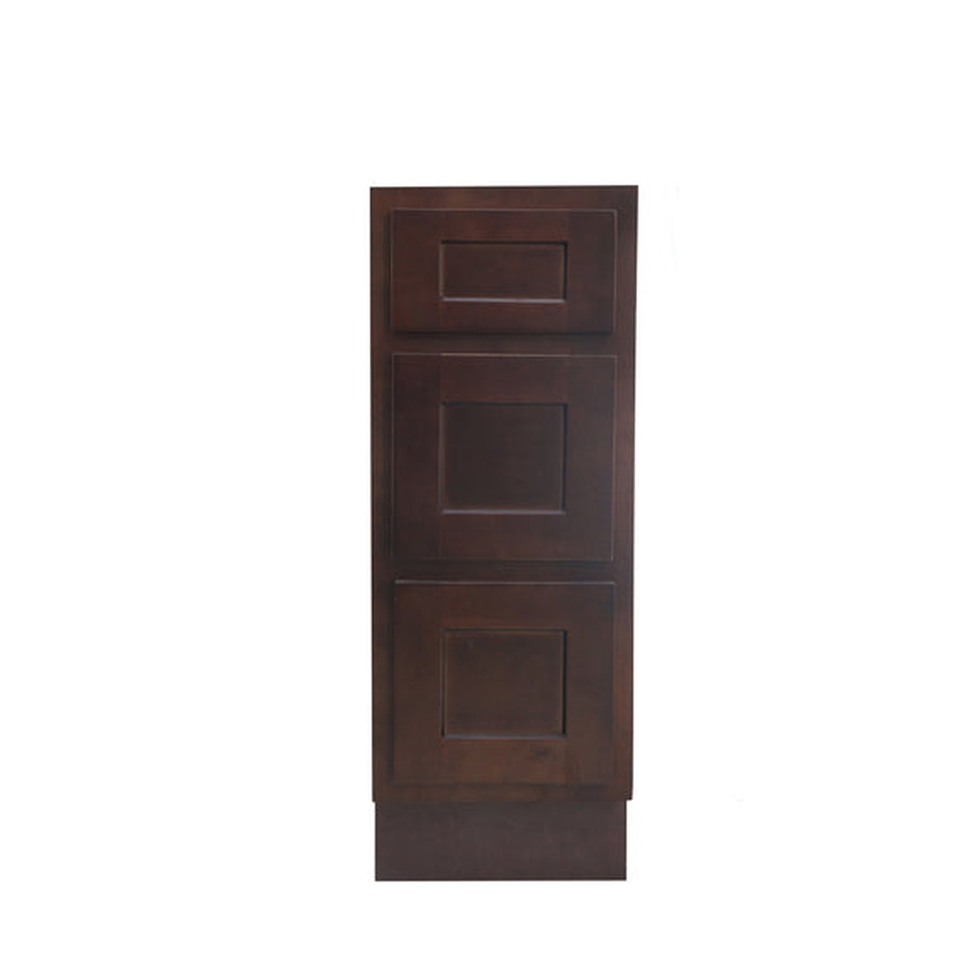 Vanity Art 12" Brown Single Freestanding Solid Wood Vanity Cabinet With 3 Soft Closing Drawers