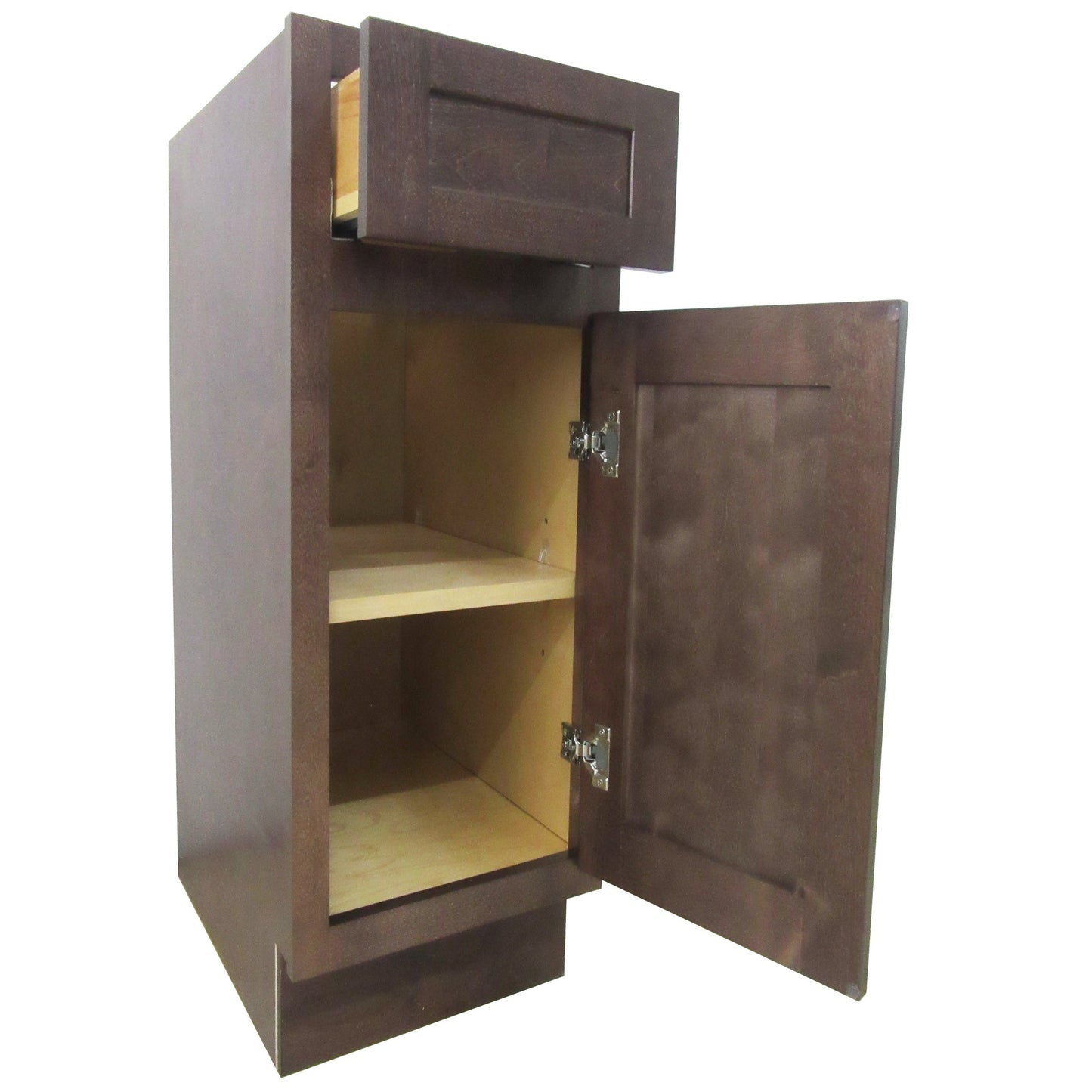 Vanity Art 12" Brown Single Right Offset Freestanding Solid Wood Vanity Cabinet With Soft Closing Door and Drawer