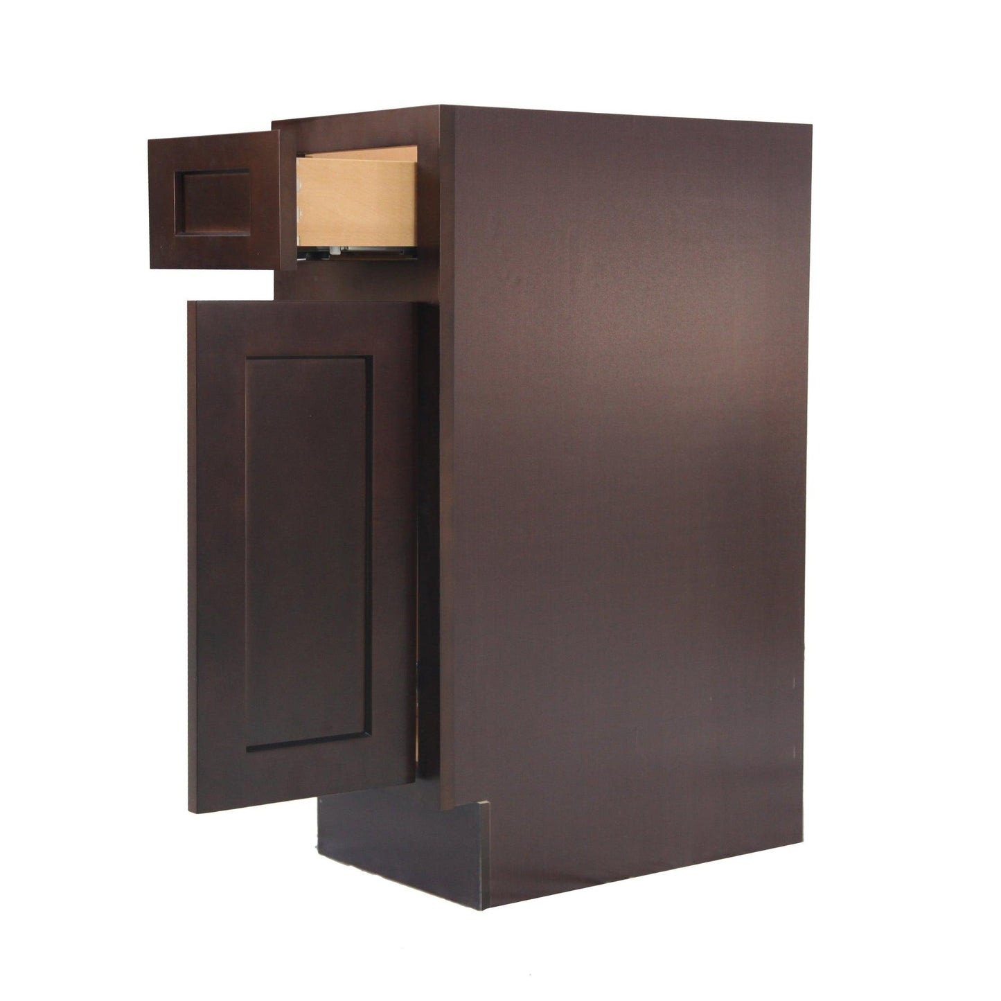 Vanity Art 12" Brown Single Right Offset Freestanding Solid Wood Vanity Cabinet With Soft Closing Door and Drawer