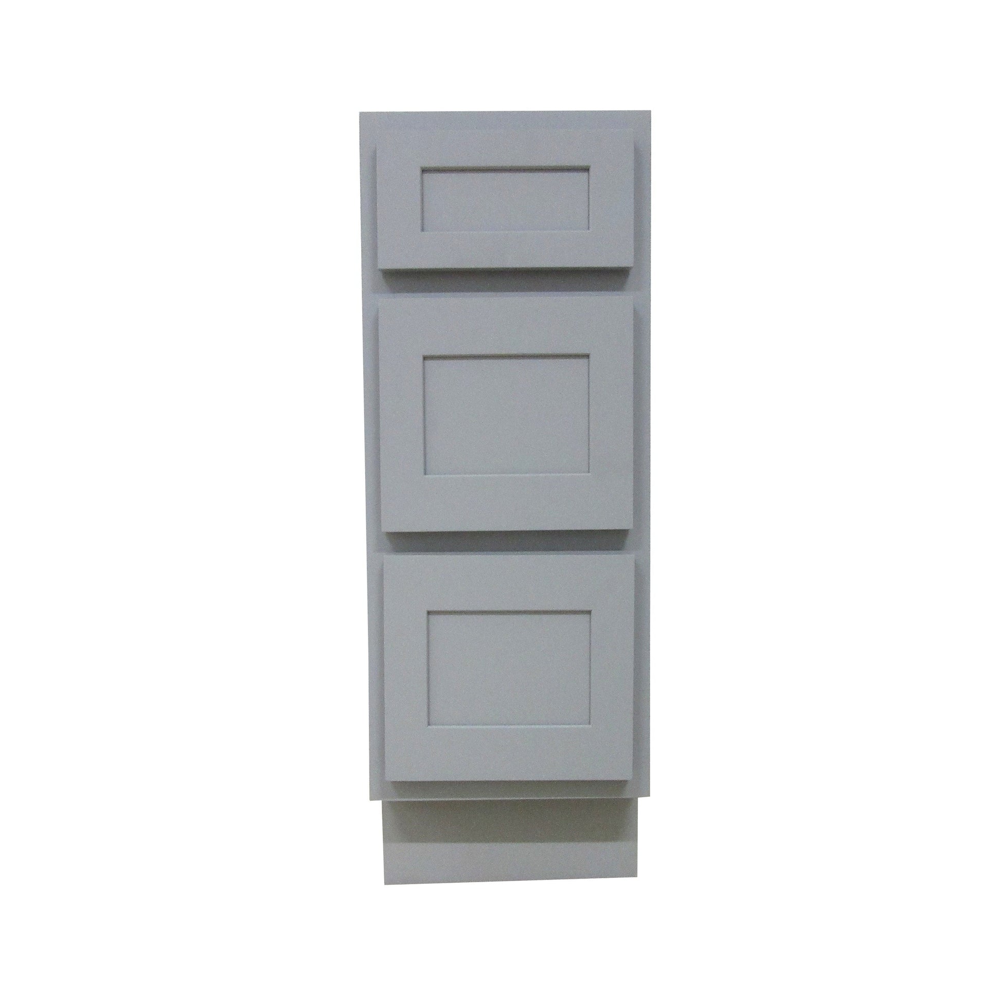 Vanity Art 12" Gray Single Freestanding Solid Wood Vanity Cabinet With 3 Soft Closing Drawers