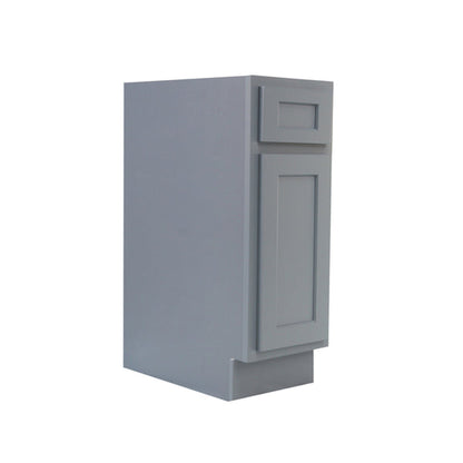 Vanity Art 12" Gray Single Right Offset Freestanding Solid Wood Vanity Cabinet With Soft Closing Door and Drawer