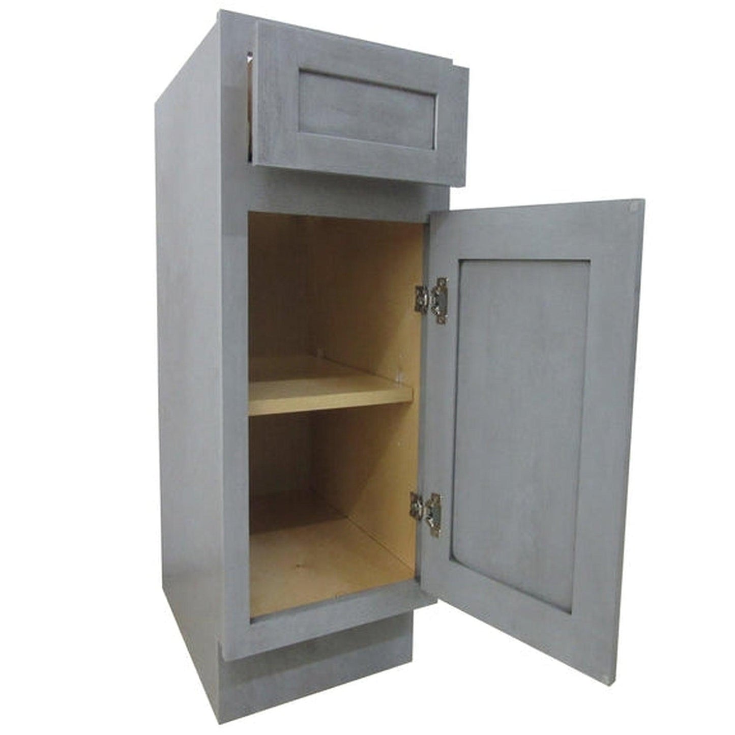 Vanity Art 12" Gray Single Right Offset Freestanding Solid Wood Vanity Cabinet With Soft Closing Door and Drawer