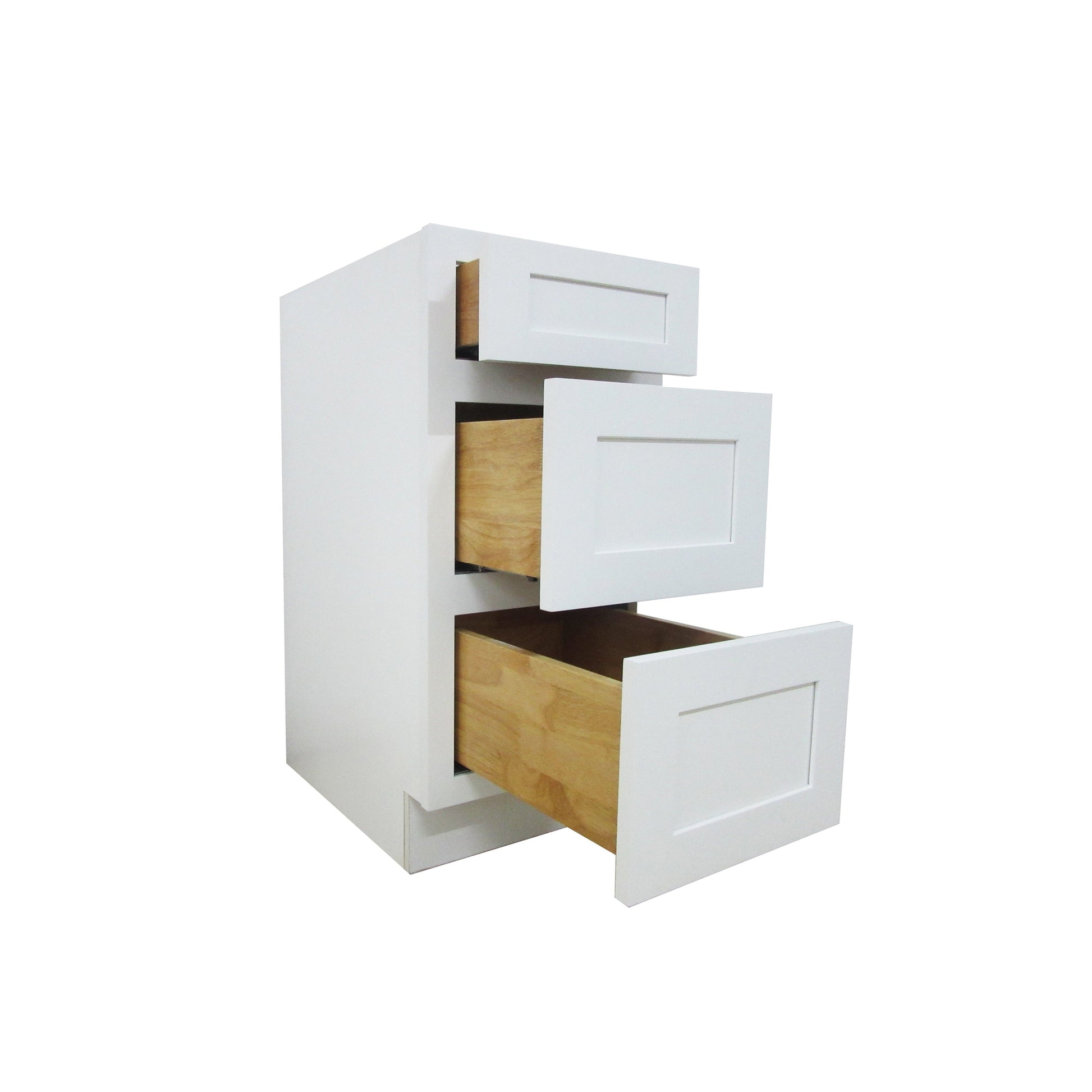 Vanity Art 12" White Single Freestanding Solid Wood Vanity Cabinet With 3 Soft Closing Drawers