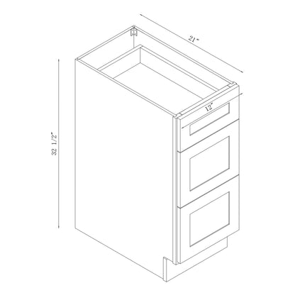 Vanity Art 12" White Single Freestanding Solid Wood Vanity Cabinet With 3 Soft Closing Drawers