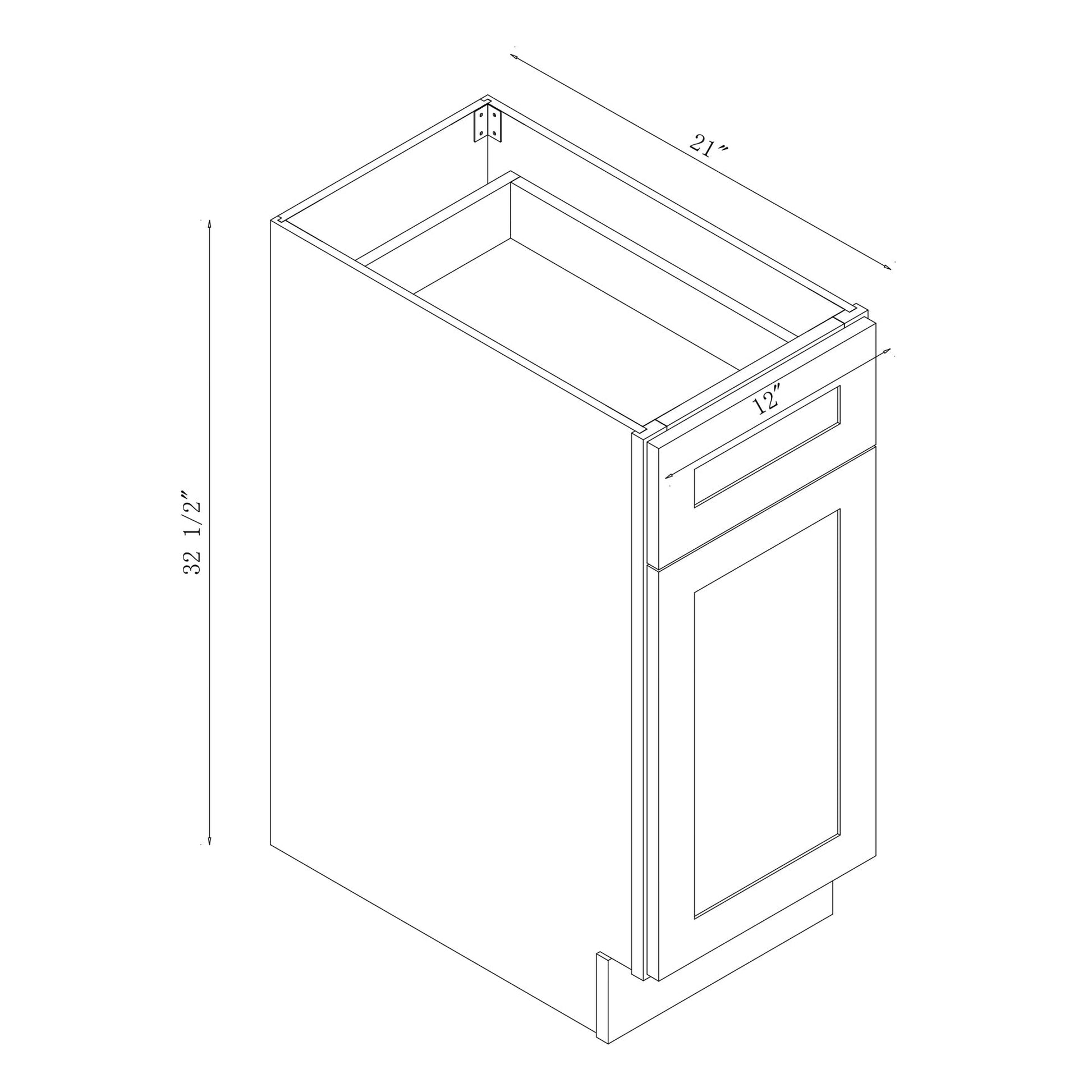 Vanity Art 12" White Single Right Offset Freestanding Solid Wood Vanity Cabinet With Soft Closing Door and Drawer