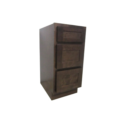 Vanity Art 15" Brown Single Freestanding Solid Wood Vanity Cabinet With 3 Soft Closing Drawers