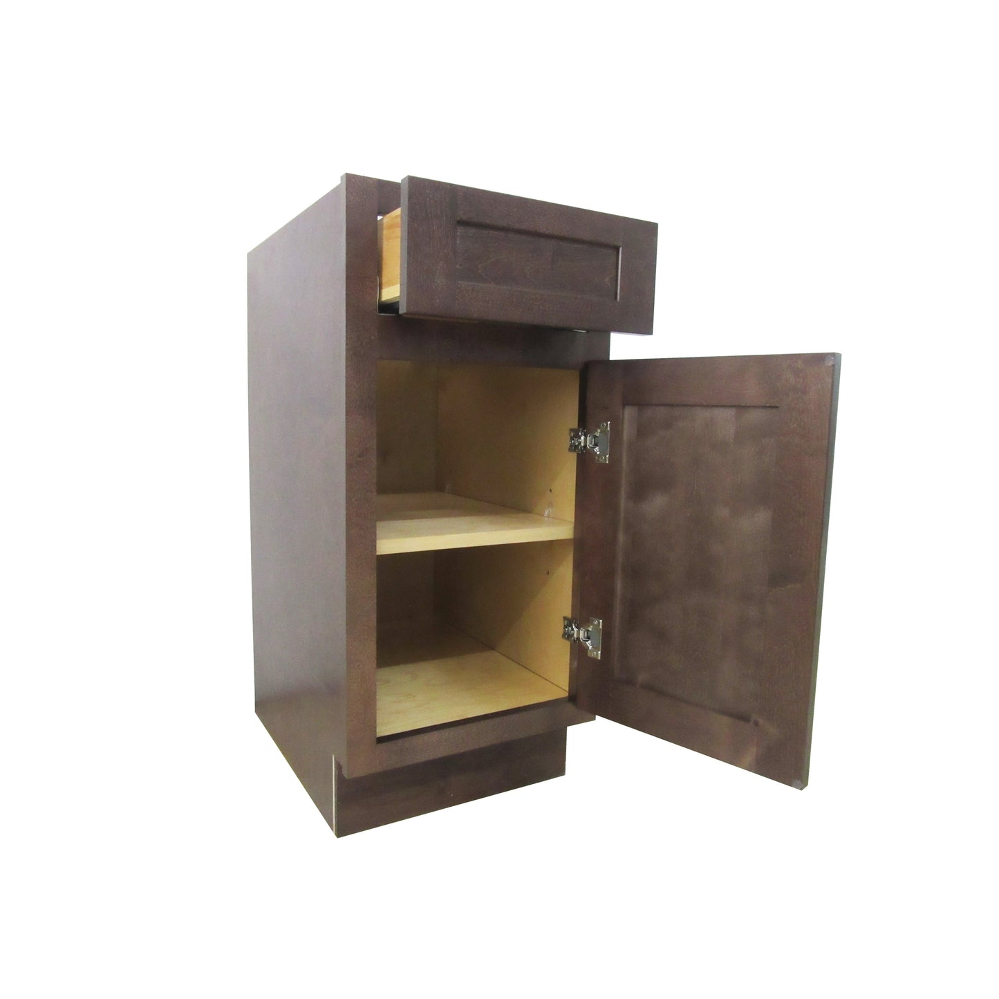 Vanity Art 15" Brown Single Right Offset Freestanding Solid Wood Vanity Cabinet With Soft Closing Door and Drawer